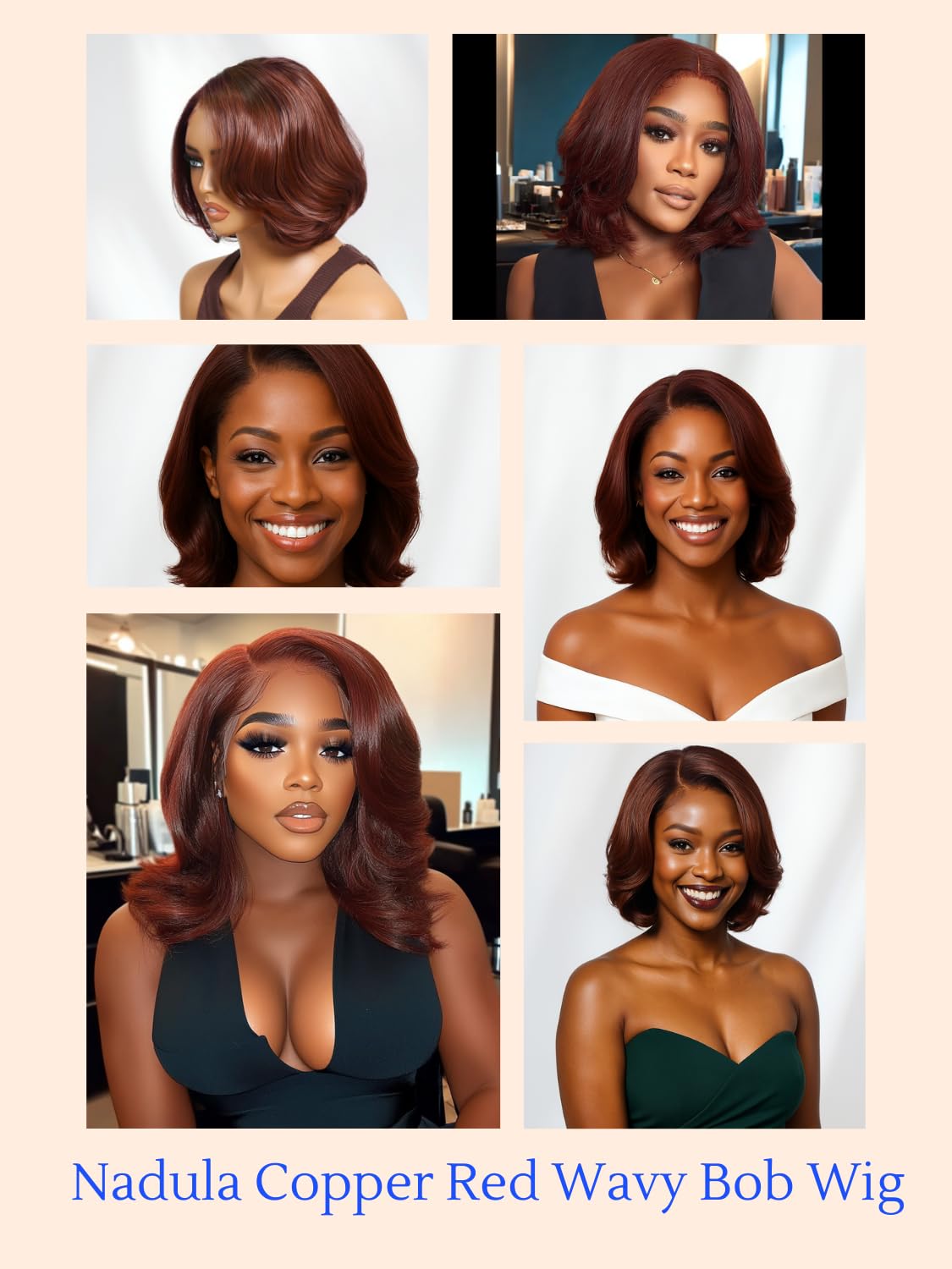 Nadula Bye Bye Knots Reddish Brown Short Body Wave Bob Drawstring Wig human Hair with Face Framing Layers Bangs, Glueless Pre Cut 7x5 HD Lace Front Wig Pre Plucked Ready to Wear Wavy Bob Wig 12inch