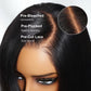 UNICE 8 inch Short Layered Bob Drawstring Wig Human Hair with Side Swept Bangs Bye Bye Knots 7x5 Lace closure Glueless Wigs Human Hair Pre Plucked Pre Cut Read to Wear