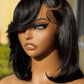 UNICE 12 inches Short Bob Wig human Hair with Blow Out Bangs 4X4 Lace Glueless Wigs Human Hair Pre Plucked Bleached Knots Pre Cut Lace Ready to Wear Wig