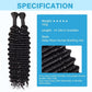 Human Braiding Hair Deep Water Wave Bulk 100g 24 Inch Curly for Boho Braids Extensions No Weft 2 Braids Per Pack Wet and Wavy Natural Color