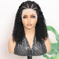 Kinky Curly Braided Wig Human Hair Natural Color Curly Wigs 13X4 Lace Front Wigs Brazilian Curly Wigs 16 Inches Transparent Color Braid Wig For Black Women Pre-Plucked with Baby Hair Glueless Wig