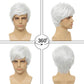 DARLIN HAIR Mens Wigs Short White Wig Men Synthetic Heat Resistant Layered Natural Halloween Cosplay Costume Wig