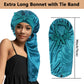 2pcs Long Satin Bonnets with Tie Band, Large Braid Bonnet Silky Hair Cap for Locs Women Sleeping, D