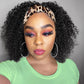 Celiarita Headband Wig Human Hair Deep Wave 8 Inch Glueless None Lace Front Wigs Machine Made Half Wigs for Black Women 150% Density Curly Headband Wigs Human Hair Natural Color