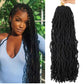 7 Packs Soft Locs Crochet Hair Pre Looped Faux Locs Crochet Braids Goddess Locs Dreadlocs Synthetic Hair For Black Women (1B, 24 Inch (Pack of 7))