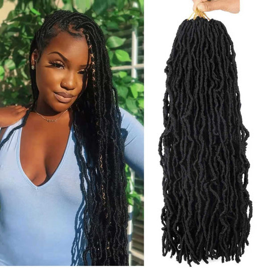 7 Packs Soft Locs Crochet Hair Pre Looped Faux Locs Crochet Braids Goddess Locs Dreadlocs Synthetic Hair For Black Women (1B, 24 Inch (Pack of 7))