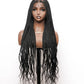 JALIZA 36" Boho Knotless Box Braided Wigs for Black Women Girls,Box Braided Wigs Full Lace Handmade with Human Hair Baby Hair,Black