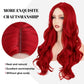 Sabosi Red Wig for Women Long Wavy Wigs Middle Part Wavy Wig Natural Looking Synthetic Heat Resistant Fiber Wig for Daily Party Use