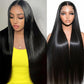 Ruibor 13x6 Lace Front Wigs Human Hair Pre Plucked Straight Full Human Hair Wig 200 Density Soft HD Lace Frontal Wig Human Hair No Tangle No Shedding Tiny Knots Glueless Natural Black Wig 36 Inch