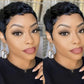 Yviann Pixie Cut Wig Human Hair Short Pixie Wigs for Black Women Human Hair Glueless Full Machine Made Wig Glueless Wear and Go Natural black 1B