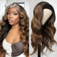 olimaruly Headband Wig Human Hair Body Wave Highlight Ombre Headband Glueless None Lace Front Wig Brazilian Virgin Hair 24 Inch Wear and Go Wigs for Black Women 150% Density