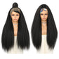 WIGNEE 26 Inches Kinky Straight Headband Wig for Women Yaki Straight Wigs with Black Headband Kinky Afro Wigs For Black Women