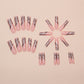 Long Press on Nails Square Fake Nails Silver Glitter French Tip False Nails with Silver Swirl Design Acrylic Nails Long Square Glue on Nail Full Cover Stick on Nail for Women 24Pcs