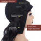 MORICA Headband Wig Short Wavy Wigs for Black Women Black Bob Wig Glueless Synthetic Shoulder Length Wigs 16 Inch Headwrap Wigs with Headband Attached