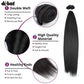DÉBUT 26 28 30 Inches Silky Straight 6 Bundles with Lace Closure Long Straight Synthetic Hair Bundles Weave Hand-Tied Middle Part Lace Closure for Full Head 1B Color