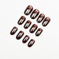 Short Press on Nails Oval Fake Nails Coffee Brown Acrylic Glue on Nails Almond Shape Magic Mirror Gel Acrylic Press on False Nail Kit Full Cover Reusable Stick on Nails for Women Girls 24PCS