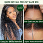 KLAIYI Bye Bye Knots Glueless Wig Pre Cut Water Wave HD Lace Front Wigs Human Hair Pre Bleached Pre Plucked Ready to Go Wigs for Women 30S Easy to Wear Put On and Go Curly Wig Beginner Friendly 26inch