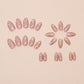 24 Pcs Nude Press on Nails Medium Almond Fake Nails with Glue Artificial Acrylic Nails Press ons with Golden Glitter Leaf Design Full Cover Reusable Stick on Nail for Women Girls Daily Wear