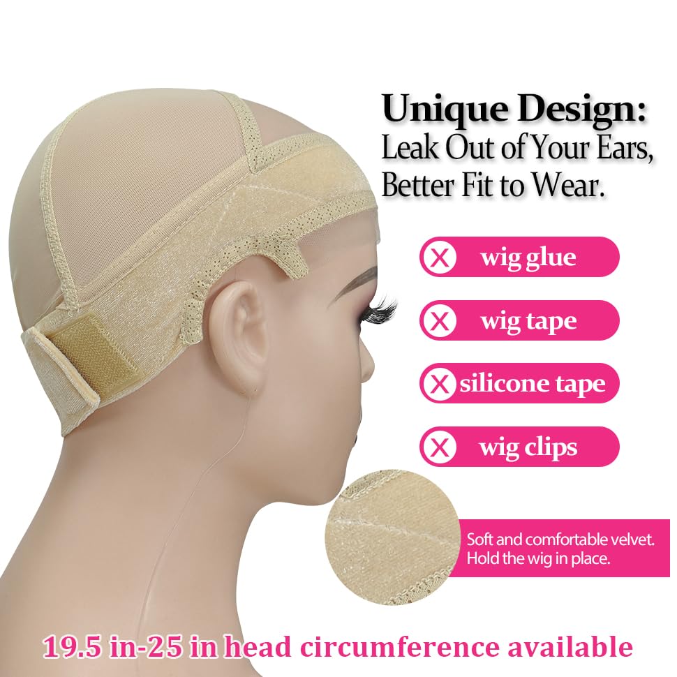 Labhairs Lace-MAX Wig Grip Cap for Women - Non Slip, Adjustable Wig Caps Holds Glueless Wigs Securely in Place, Reusable HD Lace Cap with Headband for Lace Front Wigs, One Size Fits All (Nude)