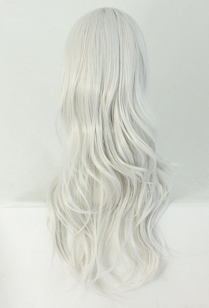 MapofBeauty 28" 70cm Long Curly Hair Ends Costume Cosplay Wig (Silver Gray)