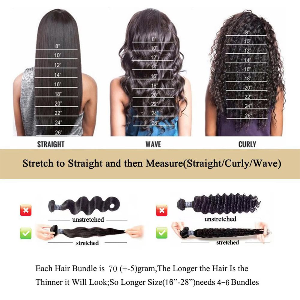 Deep Wave Human Hair Bundles 26 26 26 Inch Curly Bundles Human Hair Weave 100% Unprocessed Brazilian Virgin Remy Hair Wet and Wavy Hair Extensions for Women Natural Black Raw Weft