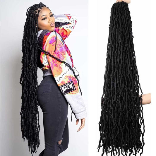 6 Packs Soft Locs Crochet Hair Pre Looped Faux Locs Crochet Braids Goddess Locs Dreadlocs Synthetic Hair For Black Women (1B, 40 Inch (Pack of 6))