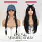 ZRLK Black Wig with Bangs Long Black Wig for Women Synthetic Heat-Resistant Hair Layered Style Hair for Daily and Party Use