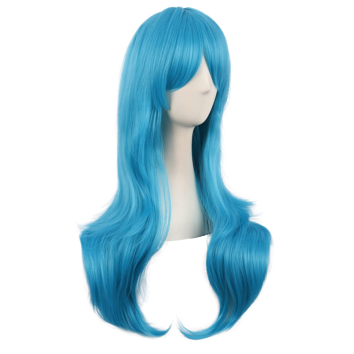 MapofBeauty 28 Inch Long Curly Hair Costume Cosplay Wig, Cyan Blue