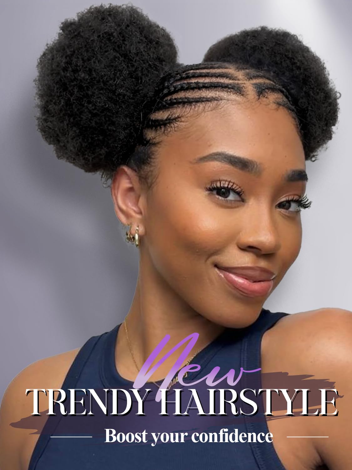 Quick Wig Braided Wigs Afro Puff Wig 360 Full Lace Puff Bun Updo Hair for Women Braided Lace Front Wig with Baby Hair Synthetic Handmade Braids Puff Wig Donut Chignon Wig (1B)