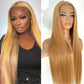 VIPPRETTY 13X6 Lace Front Wigs Synthetic Hair 180% Density Milk Tea Blonde Color Straigh HD Transparent Lace Frontal Wig Pre Plucked With Baby hair Wig Bleached Knots 28Inch