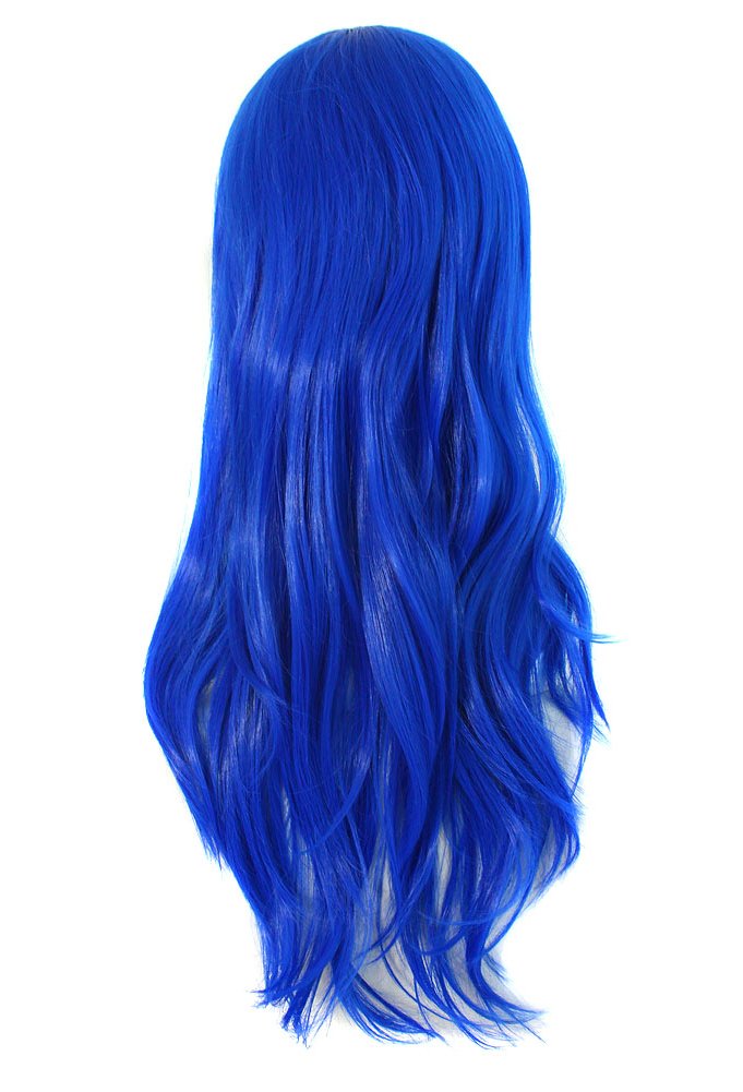 MapofBeauty 28" 70cm Long Curly Hair Ends Costume Cosplay Wig (Navy Blue)