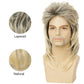 Swiking Mens Mullet Wig Blonde and Dark Foot Retro 70s 80s Disco Rocker Curly Punk Fancy Party Halloween Cosplay Costume Full Wigs (Black and Blonde)