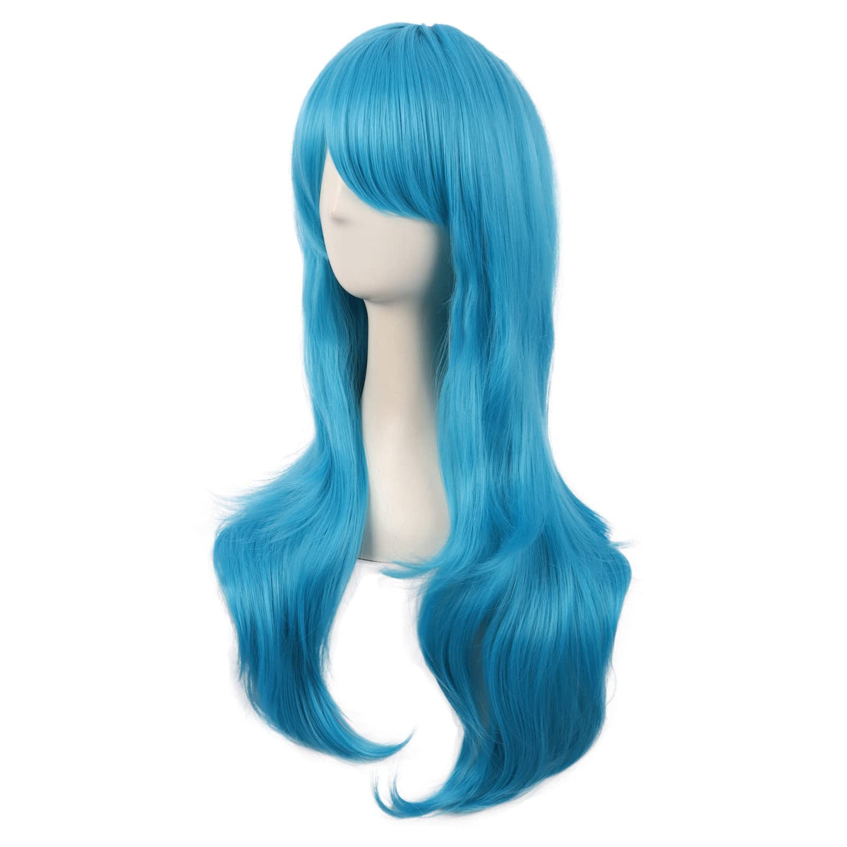 MapofBeauty 28 Inch Long Curly Hair Costume Cosplay Wig, Cyan Blue