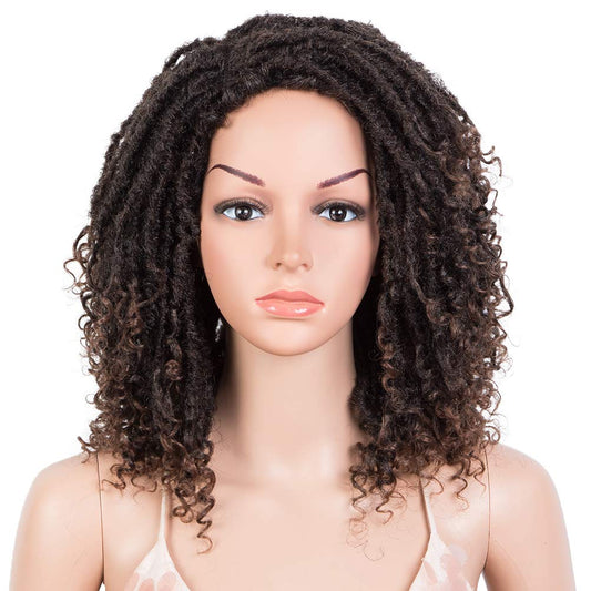 Style Icon Short Dreadlock Wig Twist Wigs for Black Women Short Curly Synthetic Wigs (Shoulder Length, T1B/30)