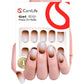 Curvlife Press on Nails with Brown and white Design Full Cover False Fake Nails Reusable Nail Kit with Nail Glue Adhesive Tabs Nail File