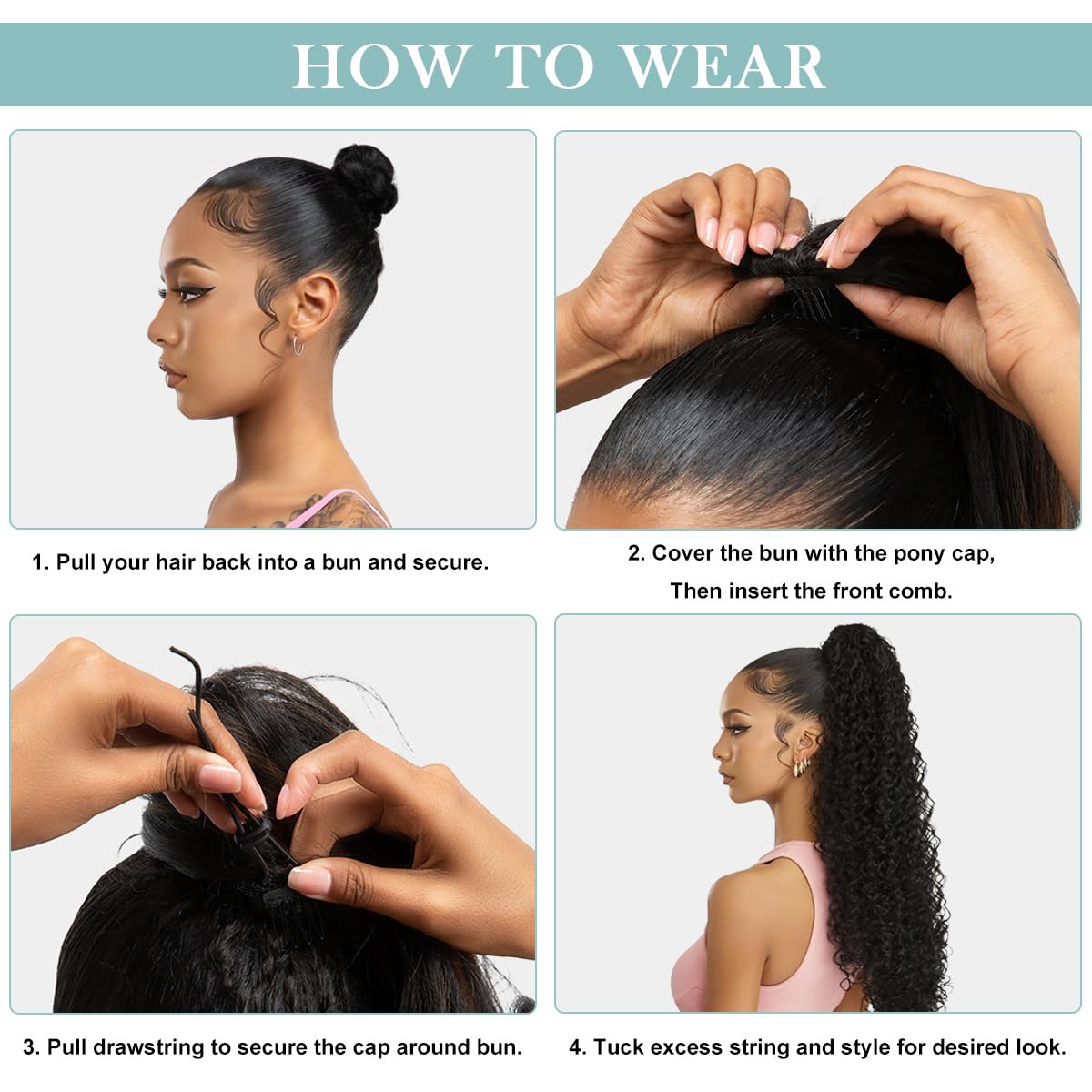 SuCoo Drawstring Ponytail Extension for Women Curly Ponytail Extension Synthetic Hair Natural Wavy Hair Pieces for Daily Use (MT1B/27,28inch,160g)
