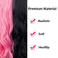 Beweig Half Pink Half Black Wavy Wigs Long Curly Wavy Split Synthetic Wig with Bangs Halloween Cosplay Wigs for Women