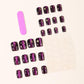 Short Square Press on Nails Fake Nails with Designs Glossy Purple Polka Dot Golden Star Pattern Acrylic Gel False Nail Kit Full Cover Reusable Artificial Stick on Nails for Women Manicure Decorations