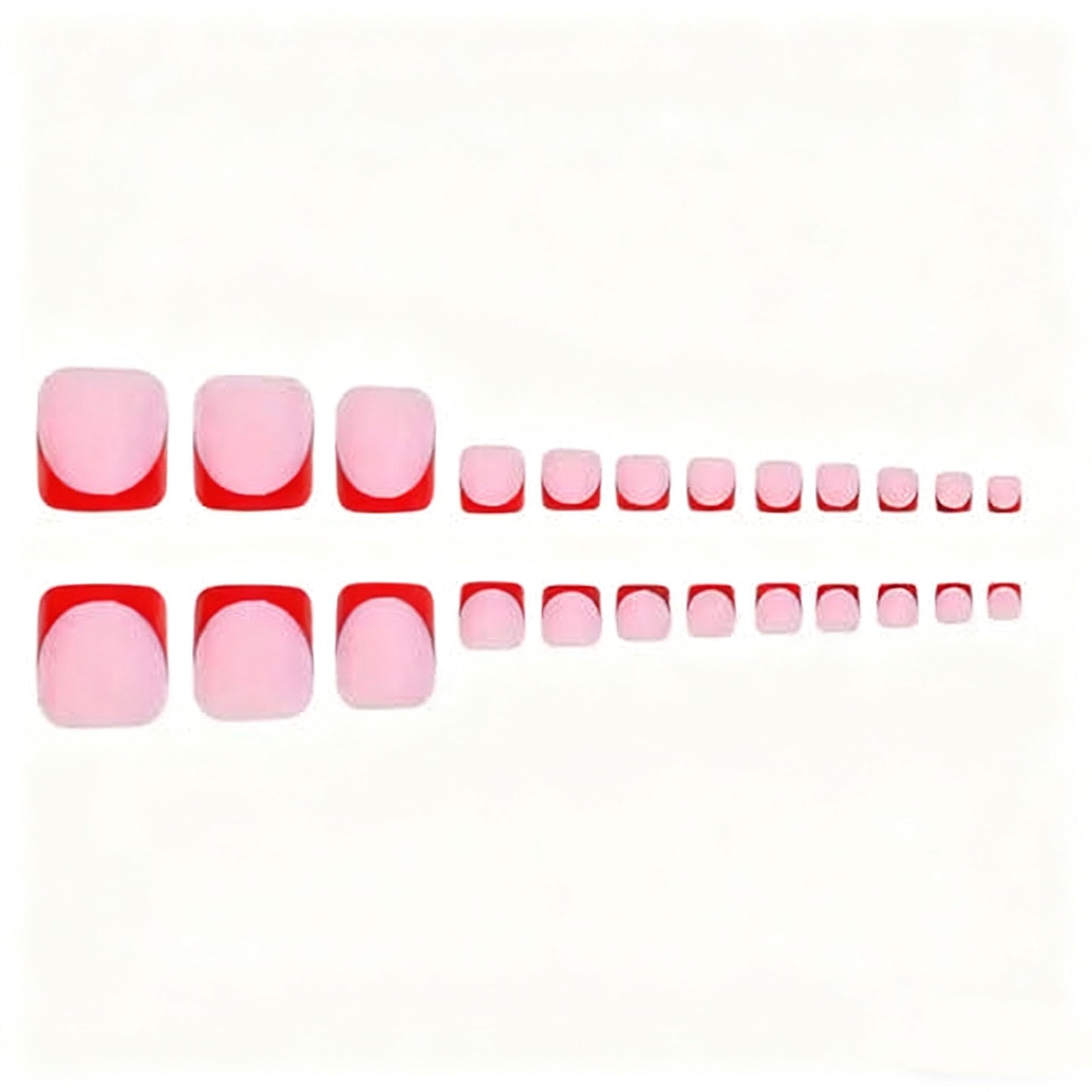 NHIXK 60Pcs Red French Tip Press on Nails & Press on Toenails Set, Square Press on Nails Medium Fake Nails Red French Press on Toenails Full Cover Stick on Press ons for Women