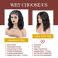 MORICA Headband Wig Short Wavy Wigs for Black Women Black Bob Wig Glueless Synthetic Shoulder Length Wigs 16 Inch Headwrap Wigs with Headband Attached