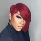 PangDongLai 10A Chic Elegent Pixie Cut Wigs for Black Women Model Length Light 99J Color Short Layered Pixie Cut Human Hair Wear and go Glueless Wigs With Bangs for Daily Use (light 99j)