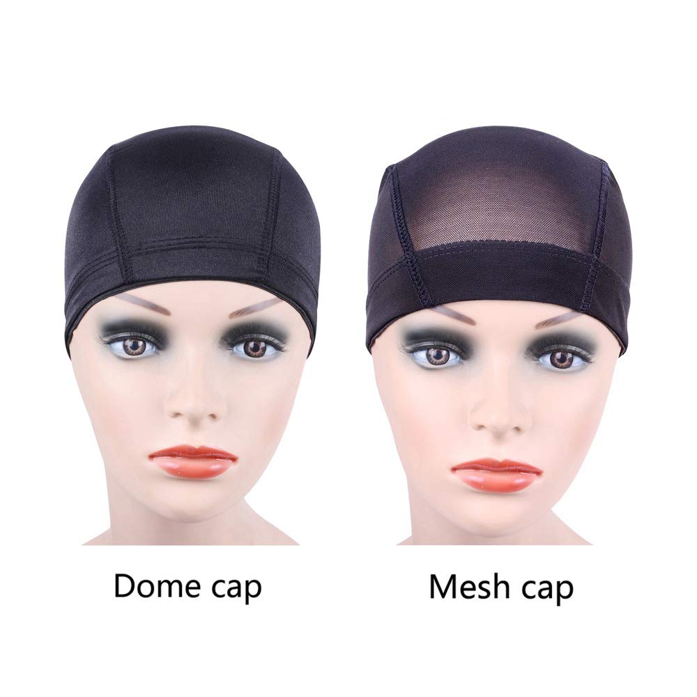 YANTAISIYU 2 PCS/Lot Black Mesh Cap Wig Cap for Making Wigs Stretchable Hairnets with Wide Elastic Band (Mesh Cap L)
