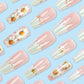Flower Press on Nails Long White French Tip Nails Coffin Fake Nails with Daisy Designs Glossy Pink Acrylic Ballet Nails Full Cover Summer Flower Nails Glue on Nails Stick on Nails for Women 24PCS