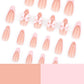 24Pcs Pink Almond Press on Nails Short Medium Fake Nails French Tip False Nails with Bow Design Cute Acrylic Nails Press ons Artificial Nails Glossy Full Cover Glue on Nails Stick on Nails for Women
