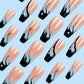 juggssa Press on Nails Long Glossy Blue Ombre Flame Acrylic Nails 24pcs Set with Glue Stick on Nails for Women Spring Summer Manicure Nail Art