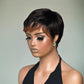 SAEIALL Short Pixie Cut Wig Human Hair for Black Women Black with Brown Layered Short Wig Brazilian Real Human Hair None Lace Frontal Glueless Wigs Easy to Wear Quick Get Up and Go Wigs