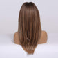 Tumhorn Long Ombre Brown Wigs with Bangs for Women Synthetic Hair Wig Natural Looking Heat Resistant Wavy Wigs