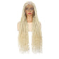 ROSEBONY 36" Boho Knotless Braided Wig for Black Women Double Full Lace Box Braid Wig with Baby Hair Bohemian Curly Ends Golden Yellow Blonde Color (613 blonde)