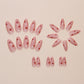 24Pcs Cute Heart Press on Nails Short Medium Valentines Fake Nails with Glue Nude Pink False Nails Almond Nails Press ons Reusable Stick on Nail Valentines Heart Glue on Nail for Women Girls