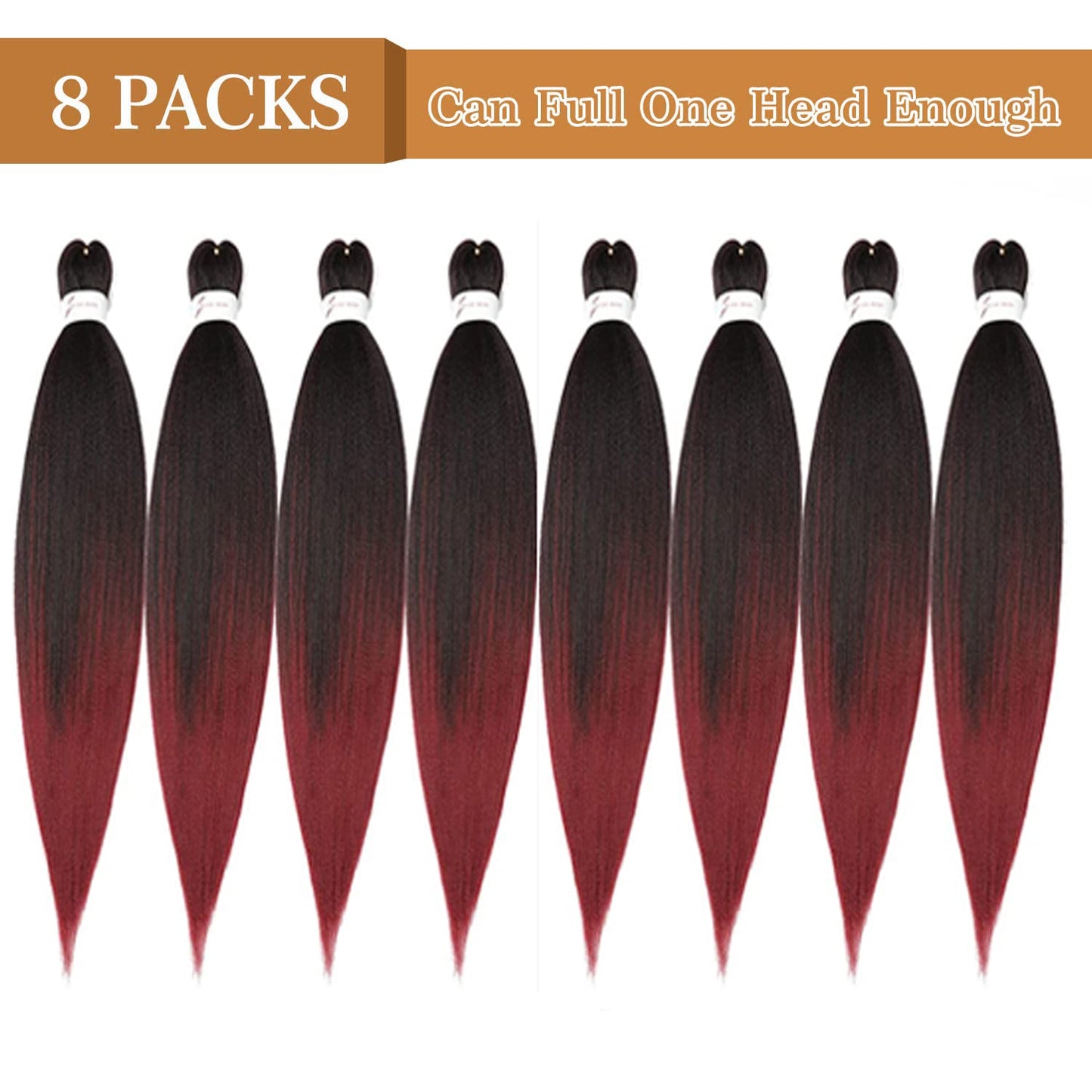 Ubeleco 8 Packs Pre-stretched Braiding Hair,20 Inch Ombre Braiding Hair Professional Soft Yaki Texture,No Itch, Hot Water Setting Hair Extensions for Braids (20in,1B/900)